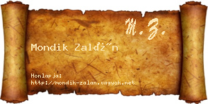 Mondik Zalán névjegykártya